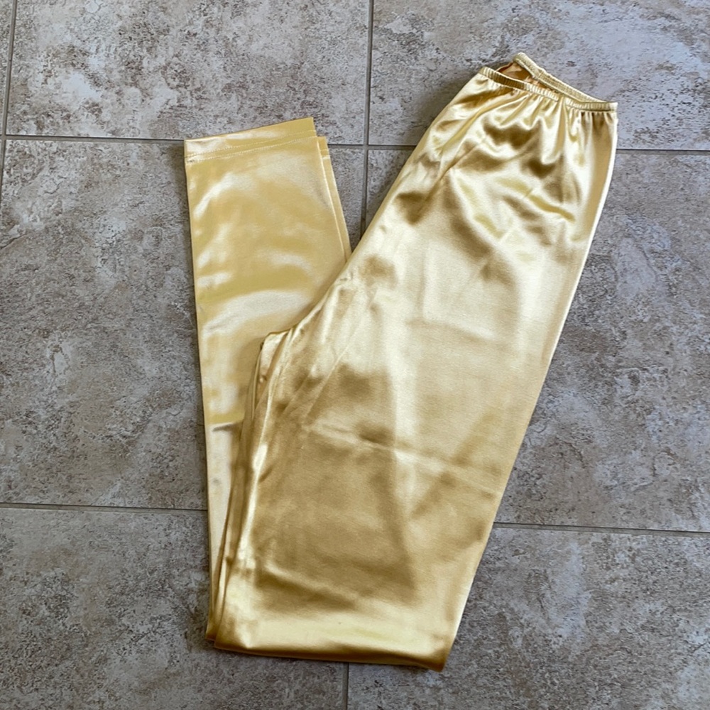 Frederick’s Of Hollywood Gold Leggings Spandex NWOT No Flaws